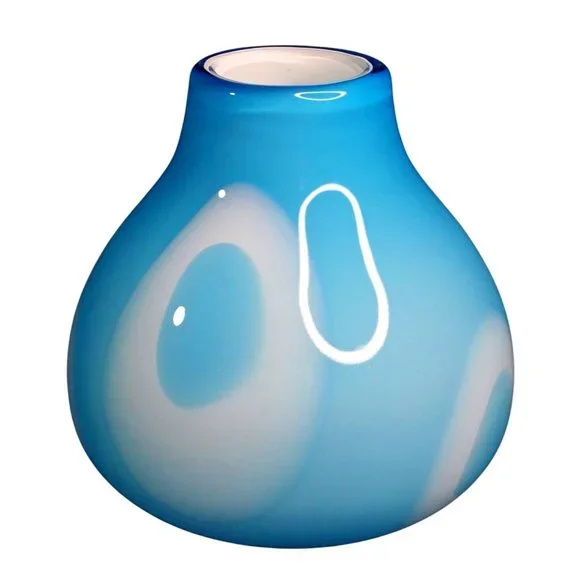 Studio Art Glass MCM Hand Blown Blue White Geometric Home Office Decor Modern - Picture 3 of 11